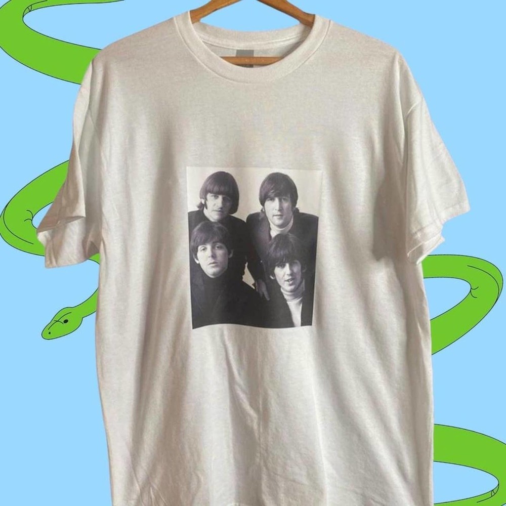 Vintage 1990s Men's White The Beatles For Sale Portrait T-Shirt Size Large - Picture 1 of 3